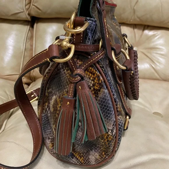 Dooney & Bourke Python Satchel READ! Leather Tassels Florentine Whipstitch - Picture 7 of 12